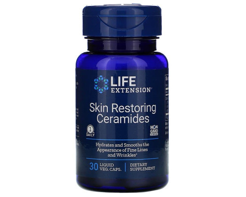 Восстановление кожи, Skin Restoring Ceramides, Life Extension, керамиды, 30 вегетарианских капсул