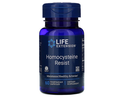 Резистентность гомоцистеина, Homocysteine Resist, Life Extension, 60 капсул