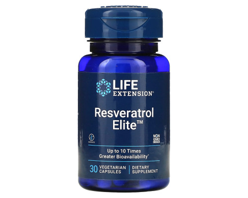 Ресвератрол, Resveratrol Elite, Life Extension, 30 вегетарианских капсул