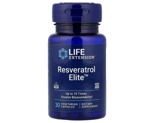 Ресвератрол, Resveratrol Elite, Life Extension, 30 вегетаріанських капсул