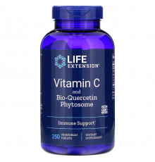 Вітамін С + біо-кверцетин, Vitamin C and Bio-Quercetin Phytosome, Life Extension, 250 вегетаріанських таблеток