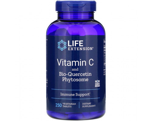 Вітамін С + біо-кверцетин, Vitamin C and Bio-Quercetin Phytosome, Life Extension, 250 вегетаріанських таблеток
