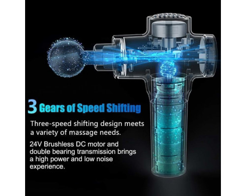 Масажер Massage Gun Max з 30 режимами, 12 насадками, запасною батареєю та кейсом (Чорний)