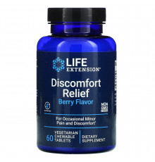 Обезболивающие таблетки, PEA Discomfort Relief, Life Extension, вкус ягод, 60 вегетарианских жевательных таблеток