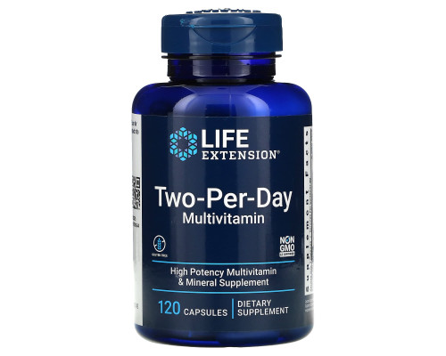 Мультивитаминная формула, Two-Per-Day Multivitamin, Life Extension, 120 капсул