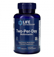 Мультивітаміни, Two-Per-Day Multivitamin, Life Extension, по 2 на день, 120 таблеток