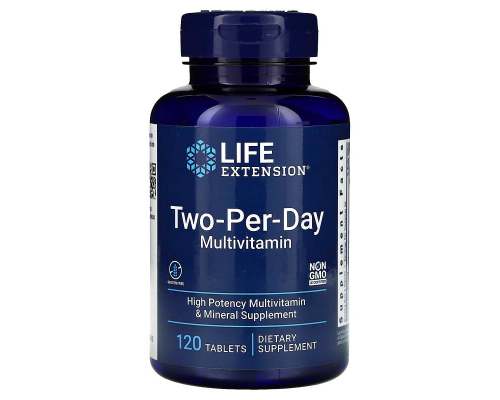 Мультивітаміни, Two-Per-Day Multivitamin, Life Extension, по 2 на день, 120 таблеток