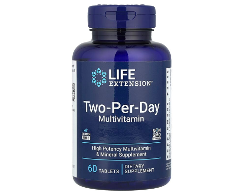 Мультивітаміни, Two-Per-Day Multivitamin, Life Extension, по 2 в день, 60 таблеток