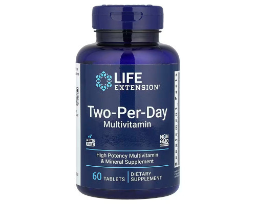 Мультивитамины, Two-Per-Day Multivitamin, Life Extension, по 2 в день, 60 таблеток