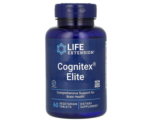 Улучшение работы мозга, Cognitex Elite, Life Extension, 60 вегетарианских таблеток