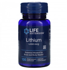Литий оротат, Lithium, Life Extension, 1000 мкг, 100 вегетарианских капсул