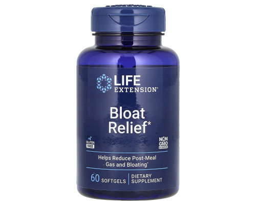 Средство от вздутия живота, Bloat Reliefe, Life Extension, 60 гелевых капсул