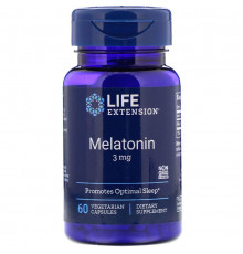 Мелатонин, Melatonin, Life Extension, 3 мг, 60 капсул