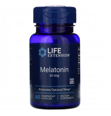 Мелатонин, Melatonin, Life Extension, 10 мг, 60 капсул