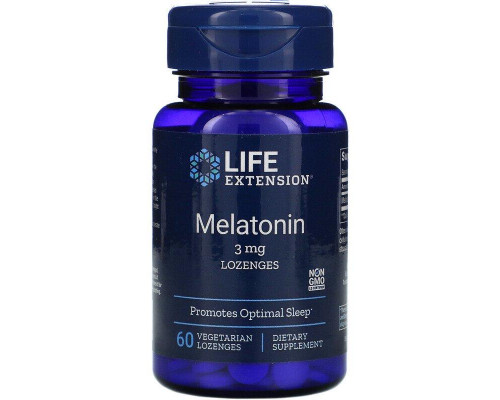 Мелатонин, Melatonin, Life Extension, 3 мг,  60 леденцов