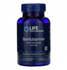 Бенфотиамин, Benfotiamine, Life Extension, с тиамином, 100 мг, 120 капсул