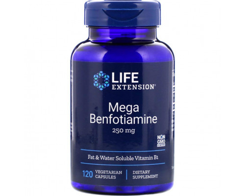 Бенфотиамин Мега, Benfotiamine, Life Extension, 250 мг, 120 капсул