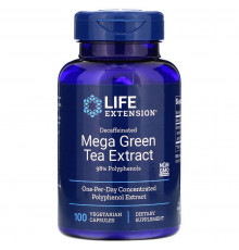 Зеленый чай экстракт мега (Green Tea), Life Extension, без кофеина, 100 кап.
