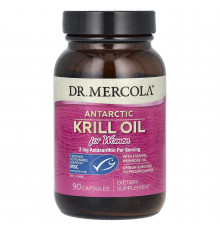 Жир криля для женщин, Krill Oil, Dr. Mercola, антарктический, 90 капсул