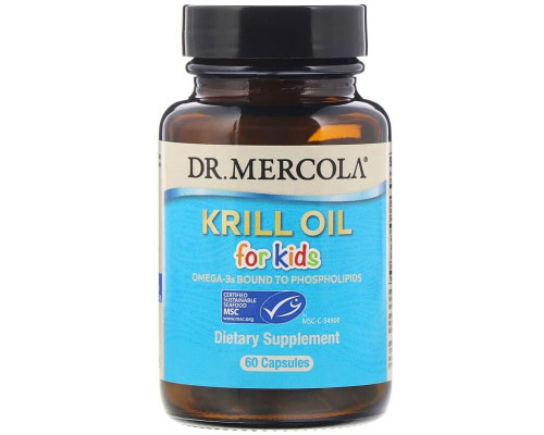 Масло криля для детей, Krill Oil, Dr. Mercola, 60 капсул