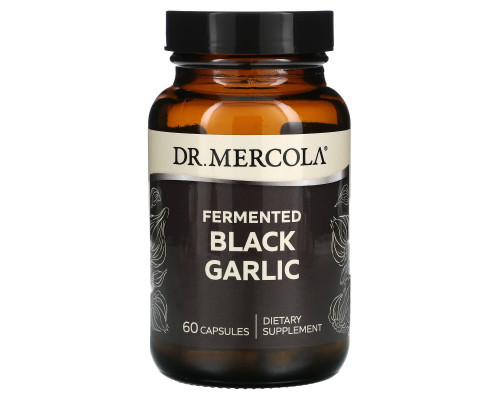 Чёрный чеснок, Black Garlic, Dr. Mercola, ферментированный, 60 капсул
