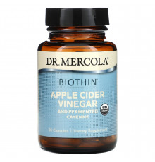 Яблочный уксус и кайенский перец, Apple Cider Vinegar Cayenne, Dr. Mercola, ферментированный, 30 капсул