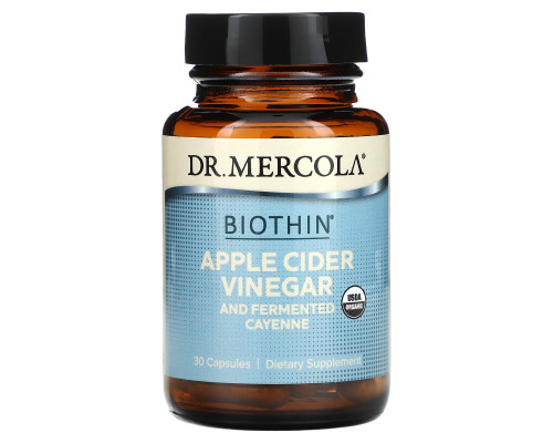 Яблочный уксус и кайенский перец, Apple Cider Vinegar Cayenne, Dr. Mercola, ферментированный, 30 капсул