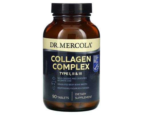Коллаген типа I, II и III, Collagen Complex, Dr. Mercola, комплекс, 90 таблеток