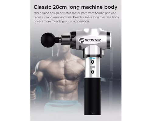 Професійний перкусійний масажер для м'язів Booster E (24V) Чорний — ударний пістолет для зняття напруги та болю.
