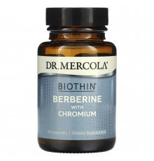 Берберин с хромом, для улучшения метаболизма Biothin, Berberine with Chromium, Dr. Mercola, 30 капсул