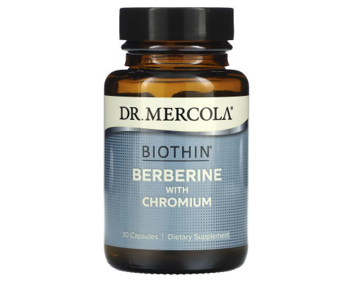 Берберин с хромом, для улучшения метаболизма Biothin, Berberine with Chromium, Dr. Mercola, 30 капсул
