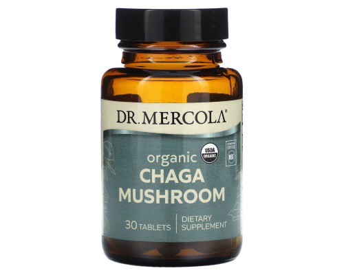 Гриб Чага, Chaga Mushroom, Dr. Mercola, органический, 30 таблеток