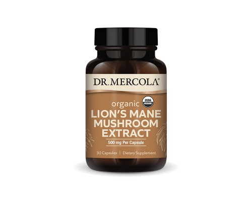 Ежовик гребенчатый, Lion's Mane Mushroom, Dr. Mercola, органик, экстракт, 500 мг, 30 капсул