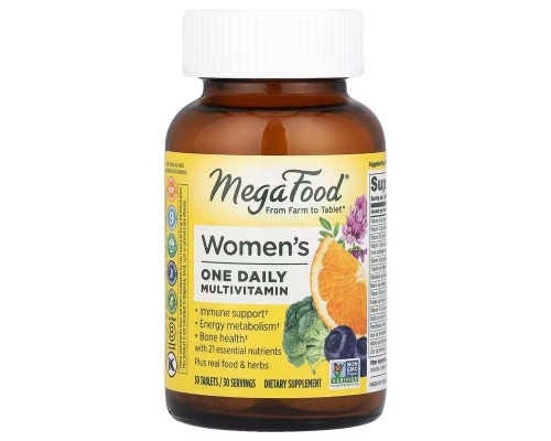 Мультивитамины и минералы для женщин, Women’s One Daily, Mega Food, по 1 в день, 30 таблеток