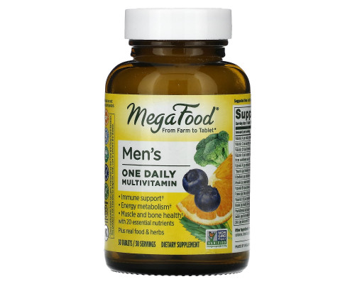 Витамины для мужчин, Men’s One Daily, Mega Food, без железа, 1 в день, 30 таблеток