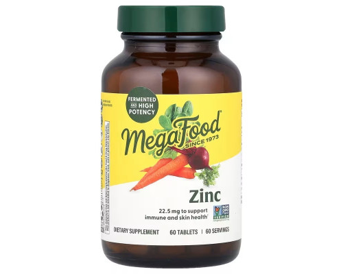 Цинк, Zinc, MegaFood, 22,5 мг, 60 таблеток