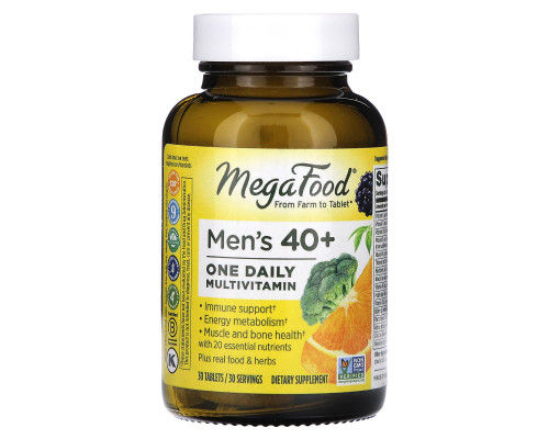 Витамины для мужчин 40+, Men One Daily, MegaFood, без железа, 1 в день, 30 таблеток