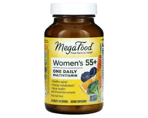 Мультивитамины и минералы для женщин 55+, Women Over 55, MegaFood, 1 в день, 60 таблеток