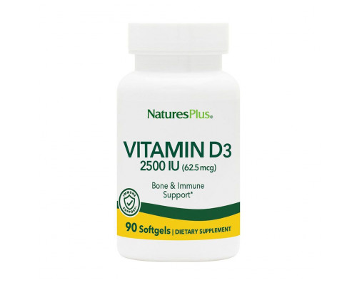 Витамин D3, Vitamin D3, Nature's Plus, 2500 МЕ, 90 гелевых капсул