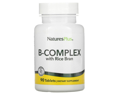 Витаминный В-комплекс с рисовыми отрубями, B-Complex, Nature's Plus, 90 таблеток