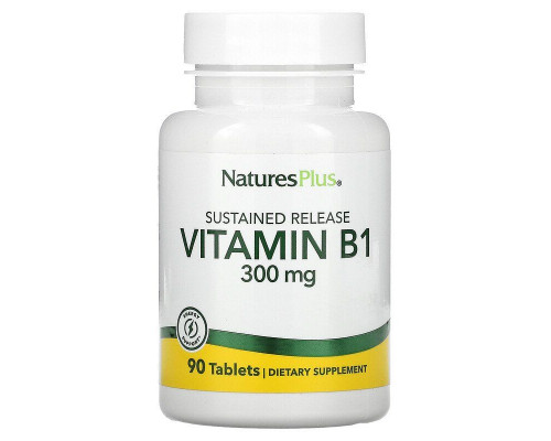 Тиамин (Vitamin B-1), Nature's Plus, Витамин В1, 300 мг, 90 таблеток