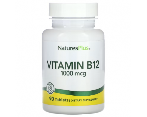 Витамин В-12, Vitamin B-12, Nature's Plus, 1000 мкг, 90 таблеток