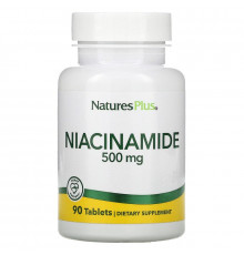 Ниацинамид, Niacinamide, Nature's Plus, 500 мг, 90 таблеток