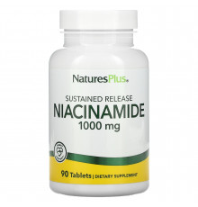 Ниацинамид, Niacinamide, Nature's Plus, 1000 мг, 90 капсул