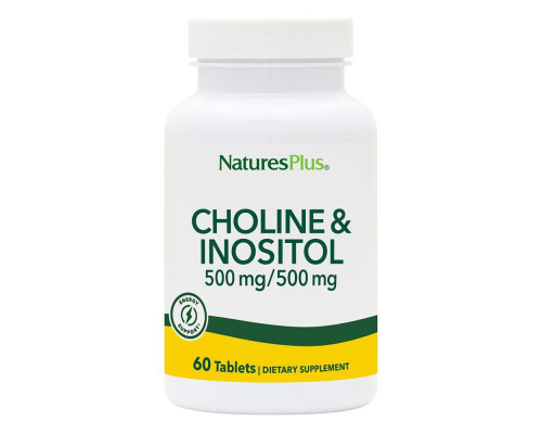 Холин и Инозитол, Choline & Inositol, Nature's Plus, 500/500 мг, 60 таблеток