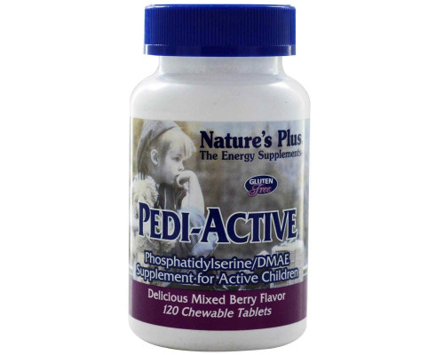 Фосфатидилсерин для активных детей, Рedi-Active, Nature's Plus, вкус ягод, 120 таблеток