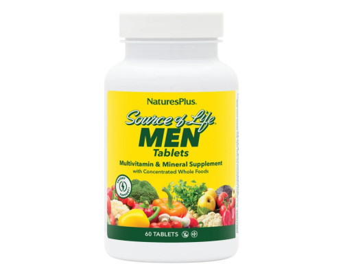 Мультивитамины для мужчин, Multi-Vitamin and Mineral, Nature's Supplement, Source of Life Men, без железа, 60 таблеток