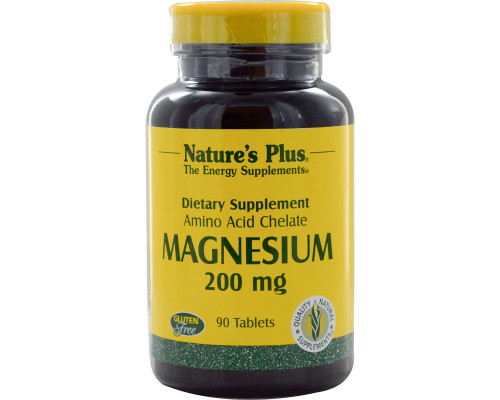 Магний, Magnesium, Nature's Plus, 200 мг, 90 таблеток