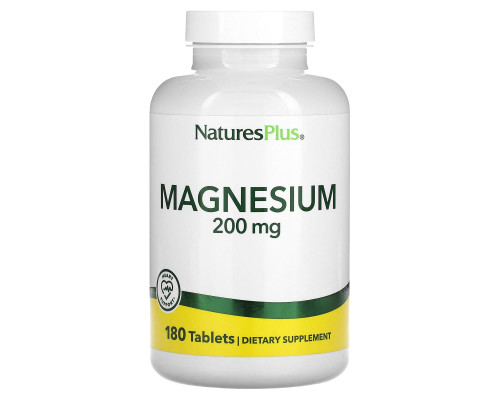 Магний, Magnesium, Nature's Plus, 200 мг, 180 таблеток