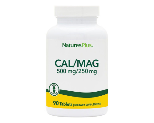 Кальций и магний, Cal/Mag, Nature's Plus, 500 мг / 250 мг, 90 таблеток